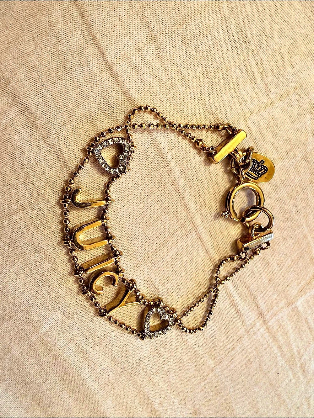 2000s Juicy Couture double ball-chain charm bracelet- Y2K, Vintage